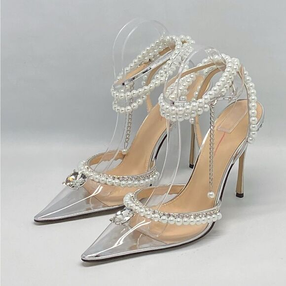 Mach & Mach Diamond Of Elizabeth PVC Embellished High-Heel Pumps size 40 - Picture 4 of 15